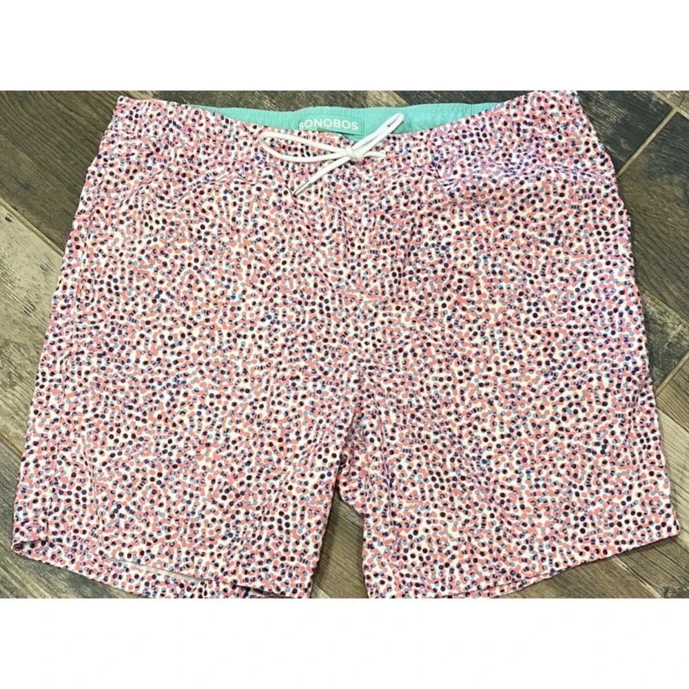 Bonobos Swim Trunks Shorts‎ Pink Blue Polka Dots Mesh Lined 7